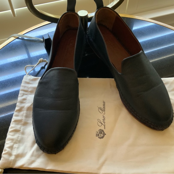 Loro Piana Dark Blue Agata Walk Leather Espadrilles NWOT - Picture 1 of 10